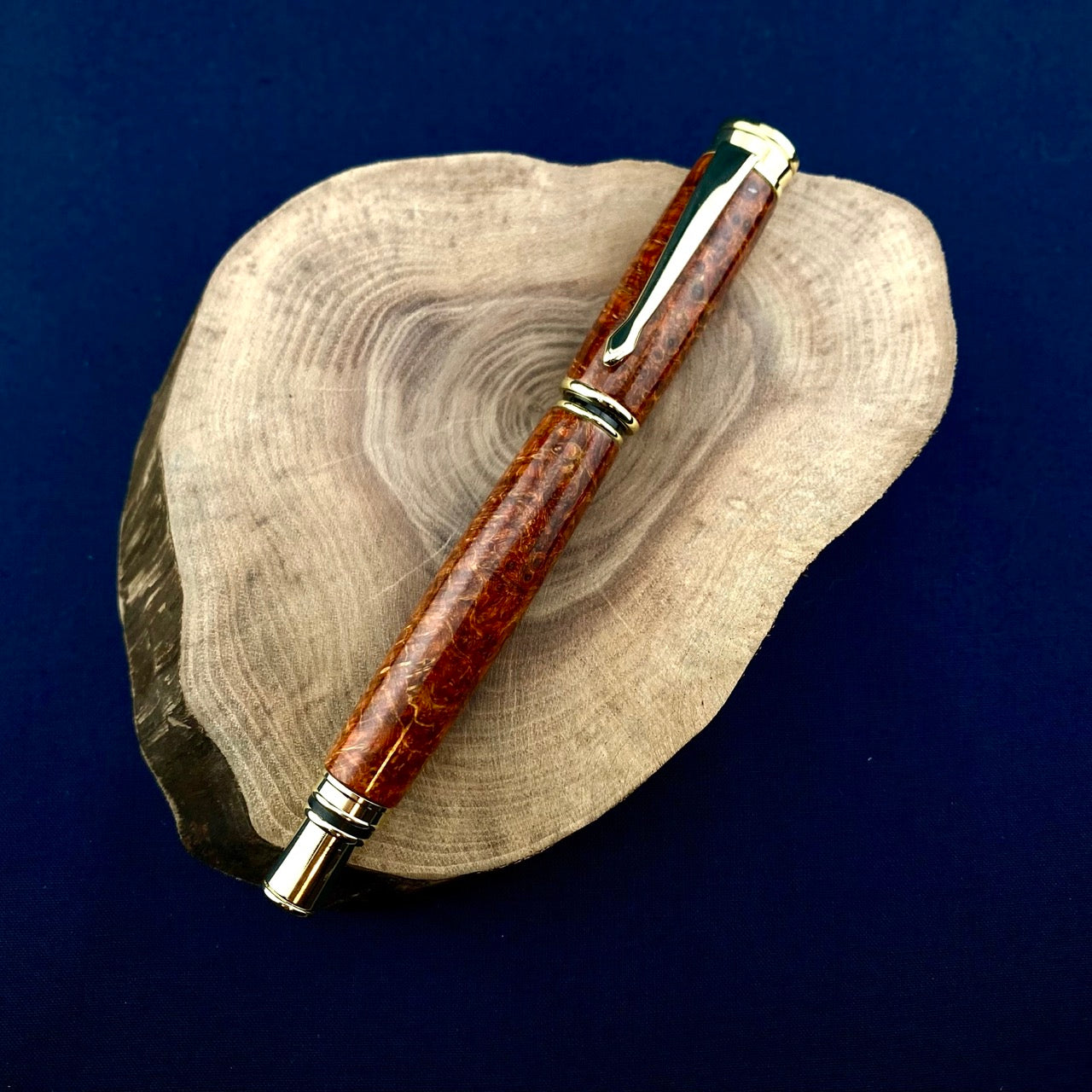 Amber Black Ash Burl Rollerball Pen