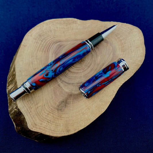 Blue and Red Swirl Rollerball Pen