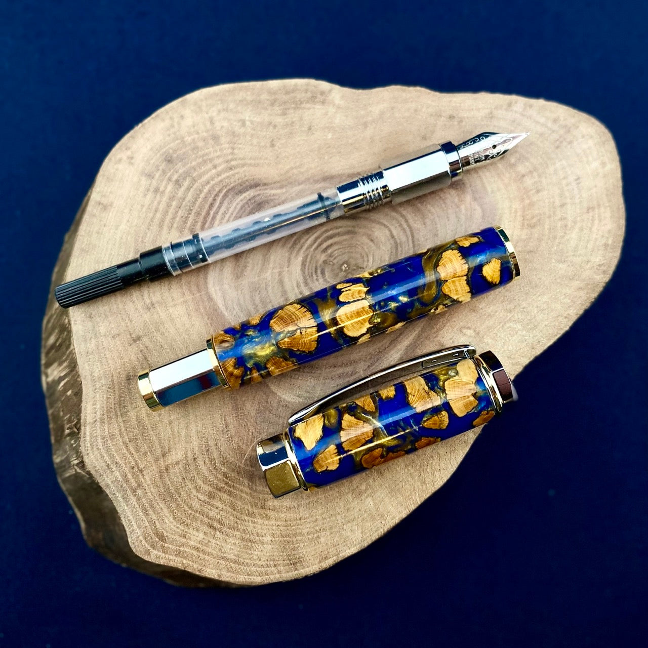 Cholla Cactus Fountain Pen - Blue with Gold