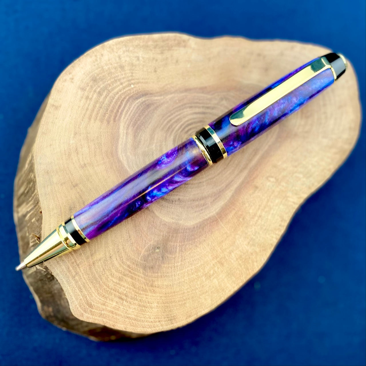 Violet Blue Swirl Ballpoint Twist Pen