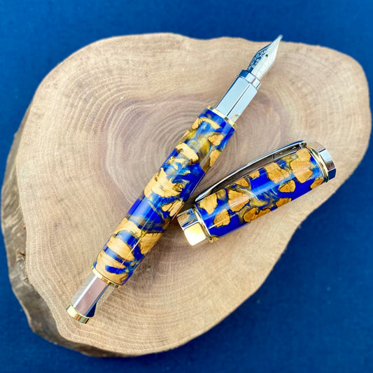 Cholla Cactus Fountain Pen - Blue with Gold
